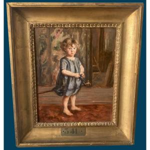 Desboutin Marcellin (1823-1902) "jean Desboutin, Son Of The Artist" Oil/laminated Paper, Signed