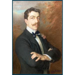 DELLA SUDDA Emilio(1867-1924) "Portrait Francesco (Faik Bey)Della Sudda"Pastel,signé,Provenance