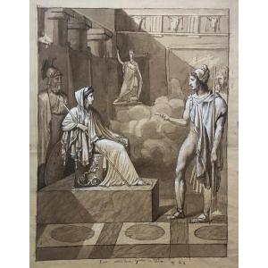 Vallin Jacques-antoine (1760-1831),attr.to "aeneas Arrives In The Palace Of Dido"drawing/pen,wash