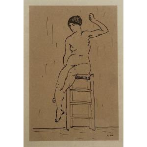 Marquet Albert (1875-1947) "female Nude" Ink Drawing, Signed With The Monogram