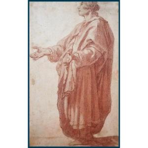 ROSSELLI Matteo, Attribué à (1578-1650) "Homme Drapé Debout" Dessin/Crayon sanguine, Provenance