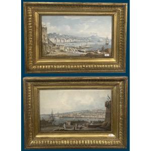 De Chancourtois René Louis Maurice Béguyer (1757-1817) A Pair Of "views Of Naples" Gouache, Signed