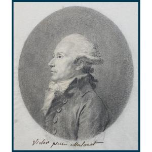 Guérin Jean Urbain (1761-1836) "portrait Of Pierre-victor Malouët" Drawing/black Chalk, Annotated