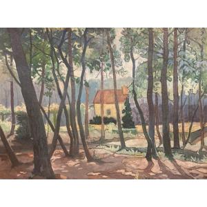 Labatut Suzanne (1889-1966) "landscape Of The Landes, France" Oil On Canvas, Signed