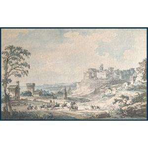 Desprez Louis-jean (1743-1804) "strongoli Near The Ruins Of Petilia, Sicily" Drawing/pen, Wash