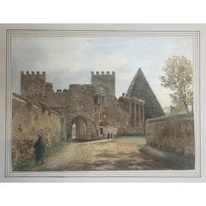 Vauzelle Jean Lubin (1776-1839) "rome" Drawing/watercolor, Signed