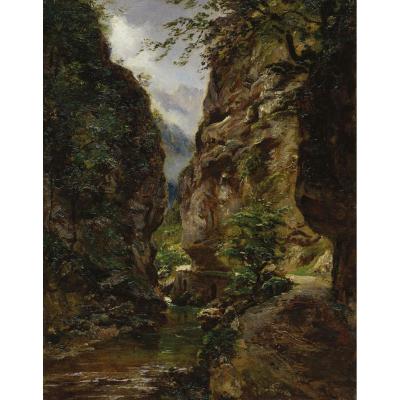 "Les gorges" Huile sur toile, André GIROUX