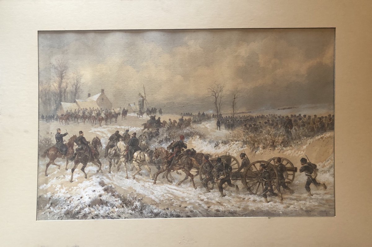 Watercolor Battle Of Bapaume - Orlando Norie 1880