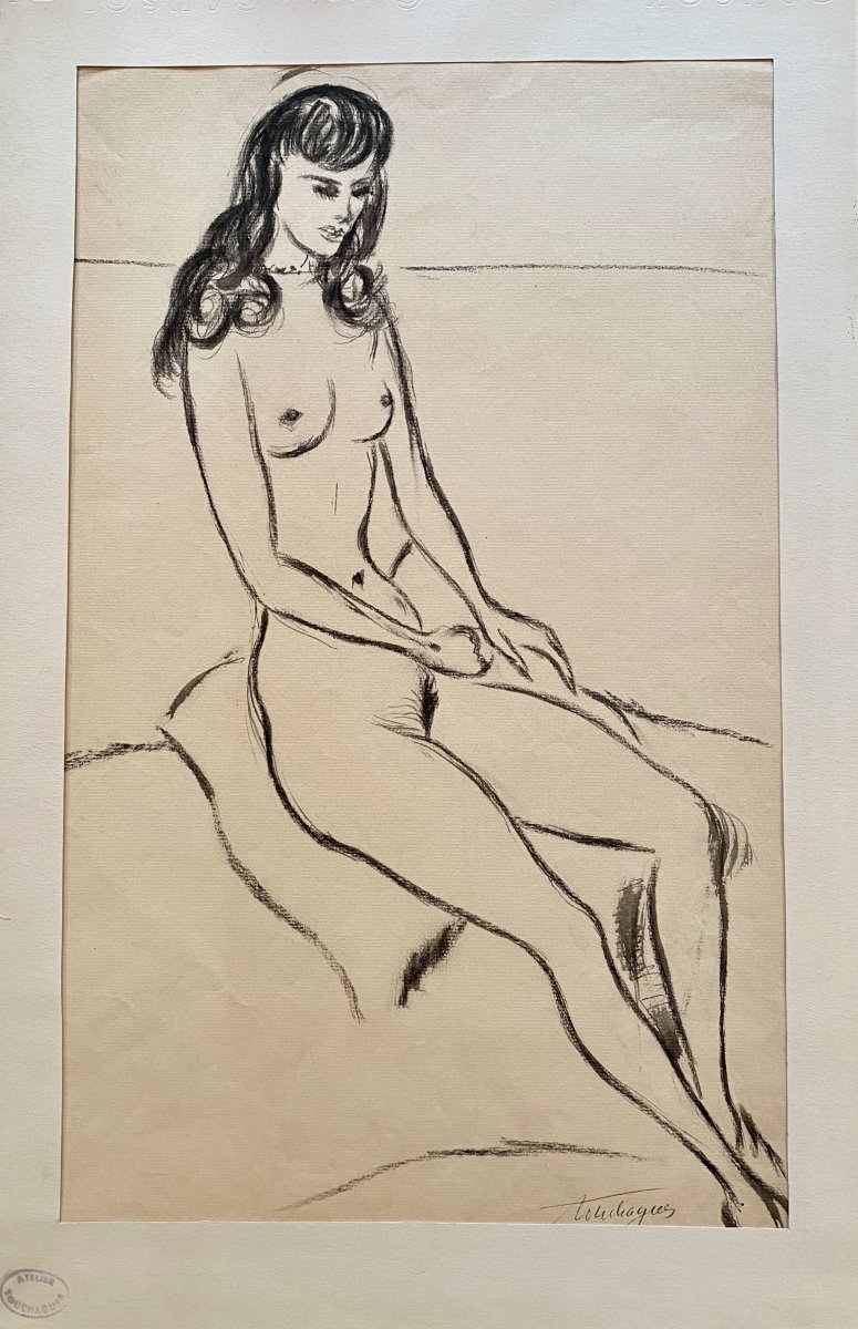 "naked" Drawing Signed Louis Touchagues