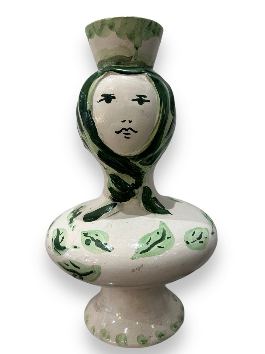 Marcel Vertes - Woman With A Scarf - Ceramic Vase - Vallauris -photo-2