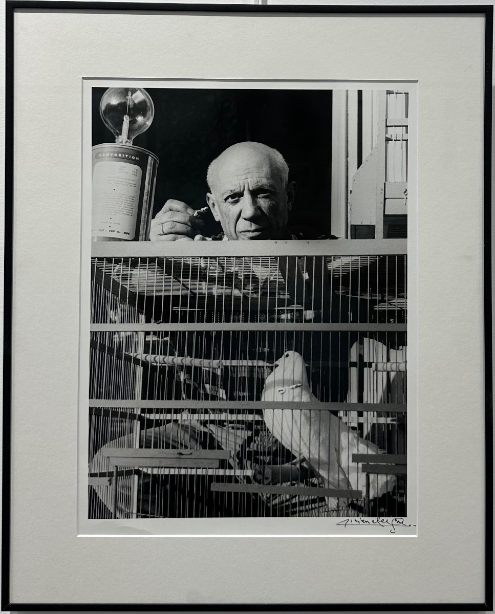 Lucien Clergue - Pablo Picasso At La Colombe - Cannes - 1955 - Analogue Photography -photo-2