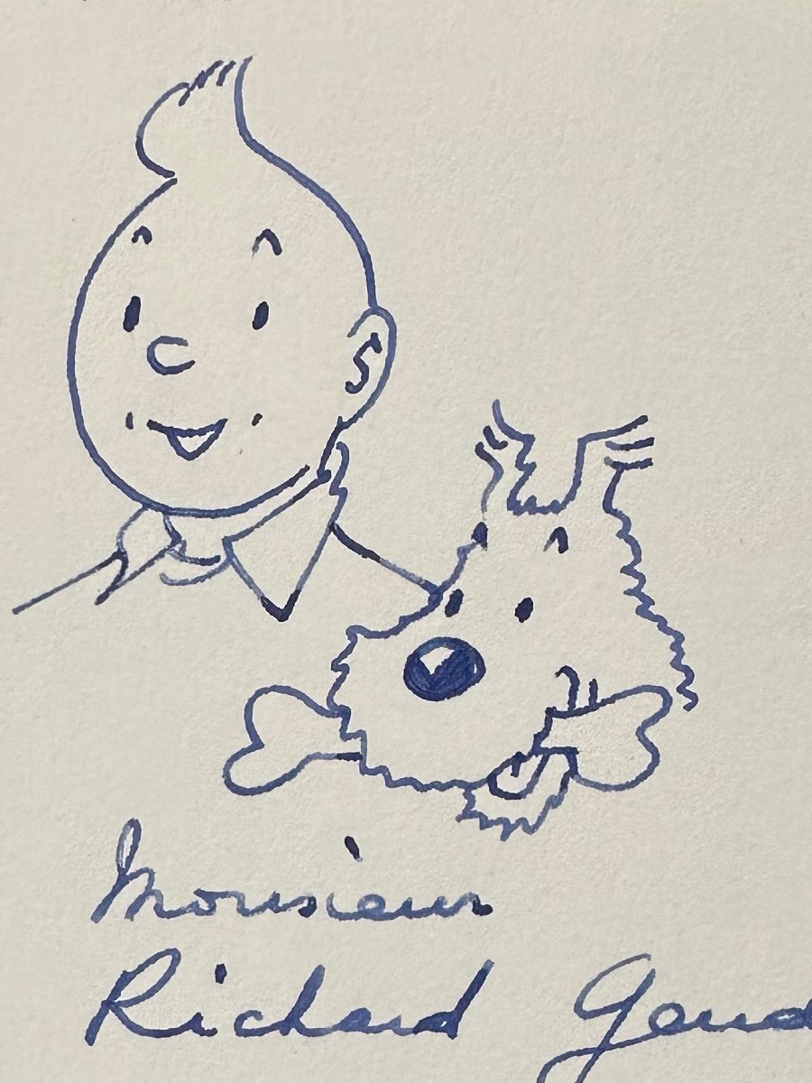 Georges Remi, Known As Hergé - Tintin And Snowy - 1969 - Ink On Paper-photo-4