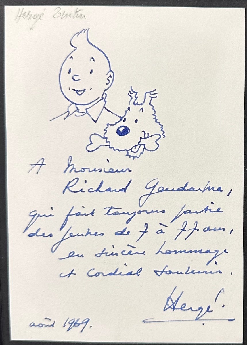 Georges Remi, Known As Hergé - Tintin And Snowy - 1969 - Ink On Paper