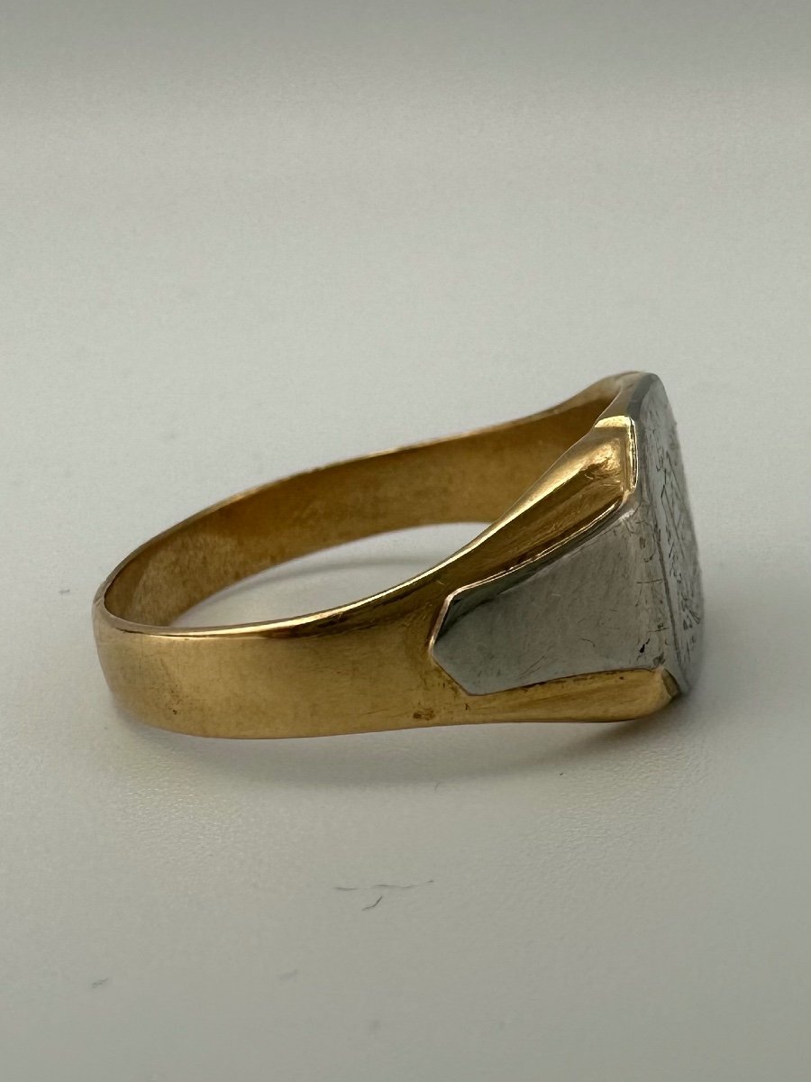 Masonic Signet Ring Uvgt - White / Yellow Gold-photo-4