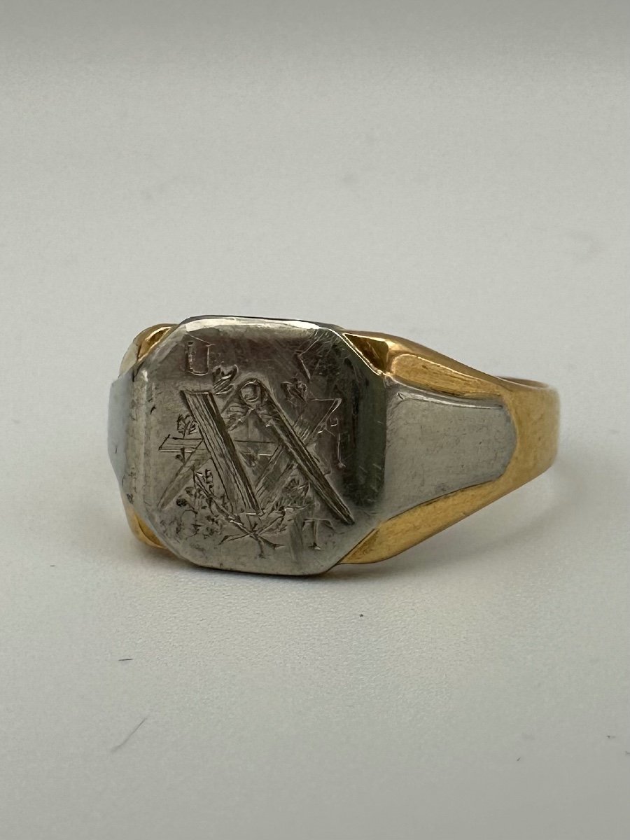 Masonic Signet Ring Uvgt - White / Yellow Gold