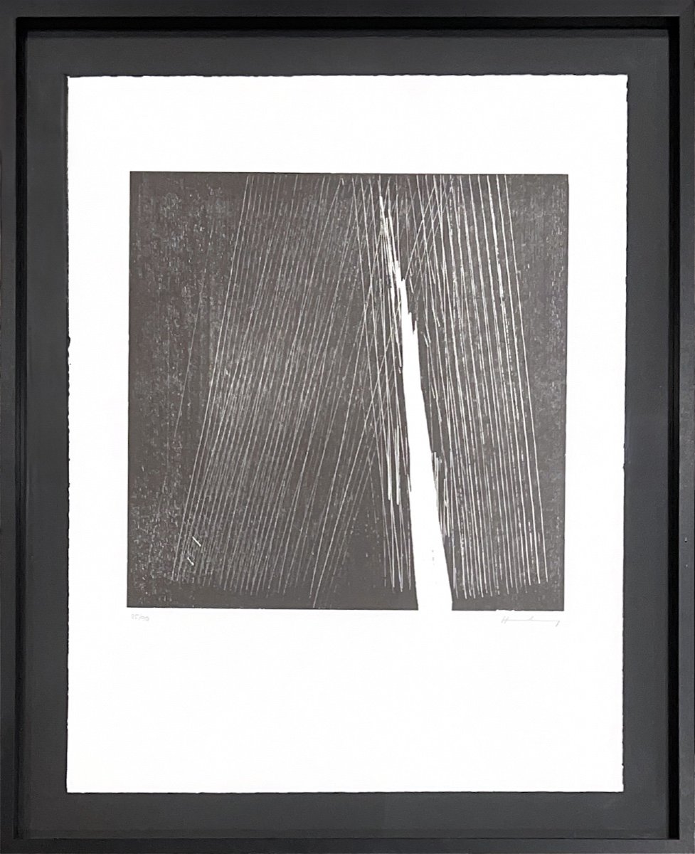 Hans Hartung - H-18 - 1973 - Bois Gravé Sur Papier-photo-2