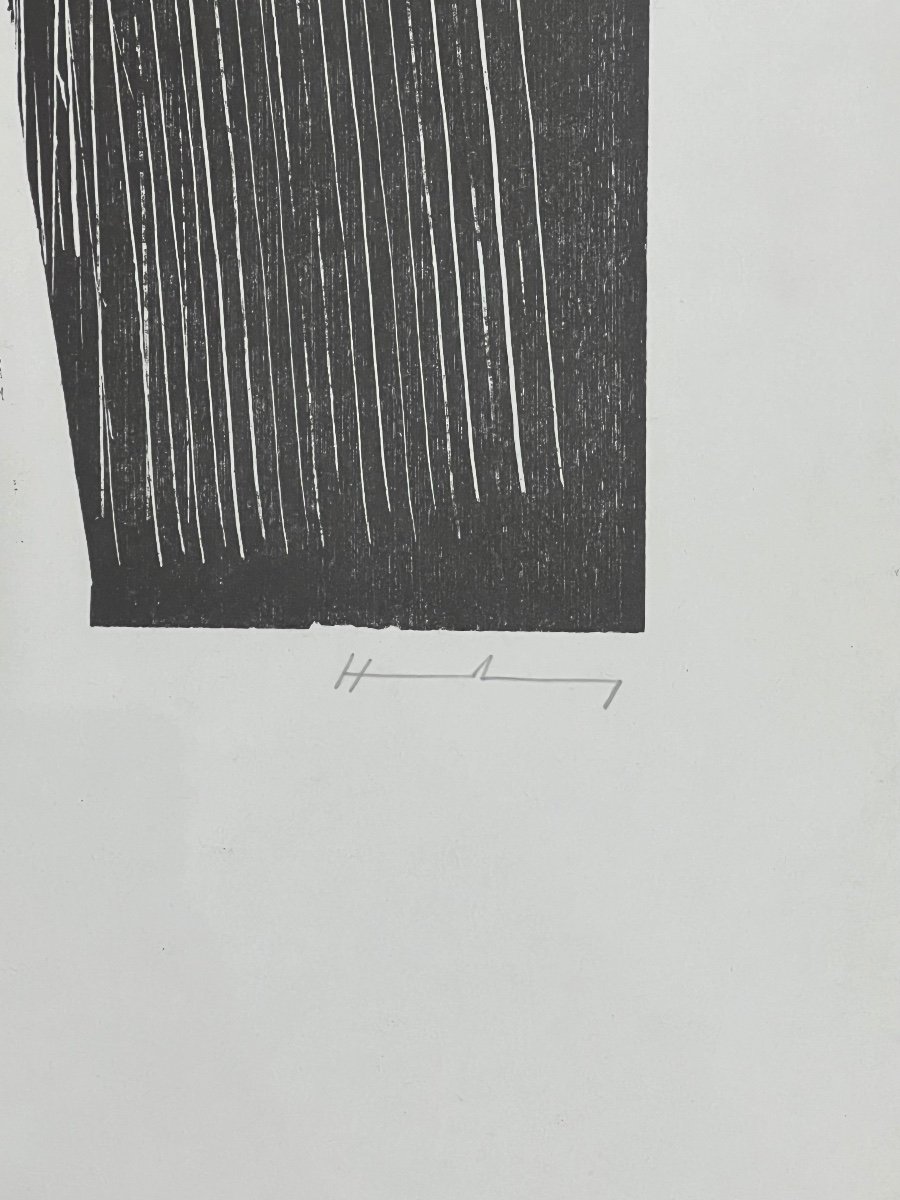 Hans Hartung - H-18 - 1973 - Bois Gravé Sur Papier-photo-4