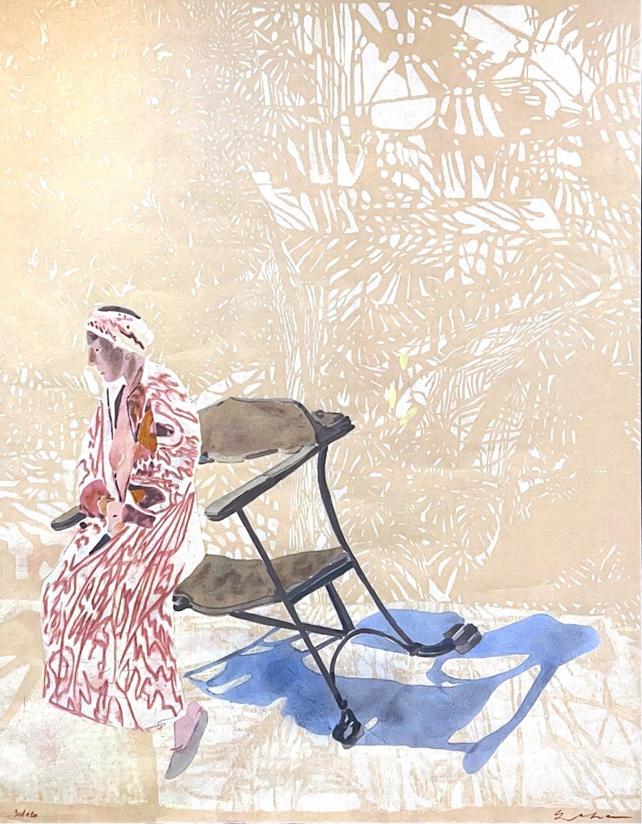 Sam Szafran - Lilette At Gaudi's Chair - 2007 - Lithograph On Japanese Paper-photo-2