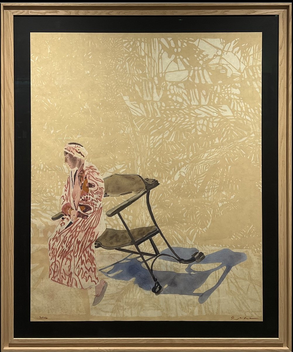 Sam Szafran - Lilette At Gaudi's Chair - 2007 - Lithograph On Japanese Paper