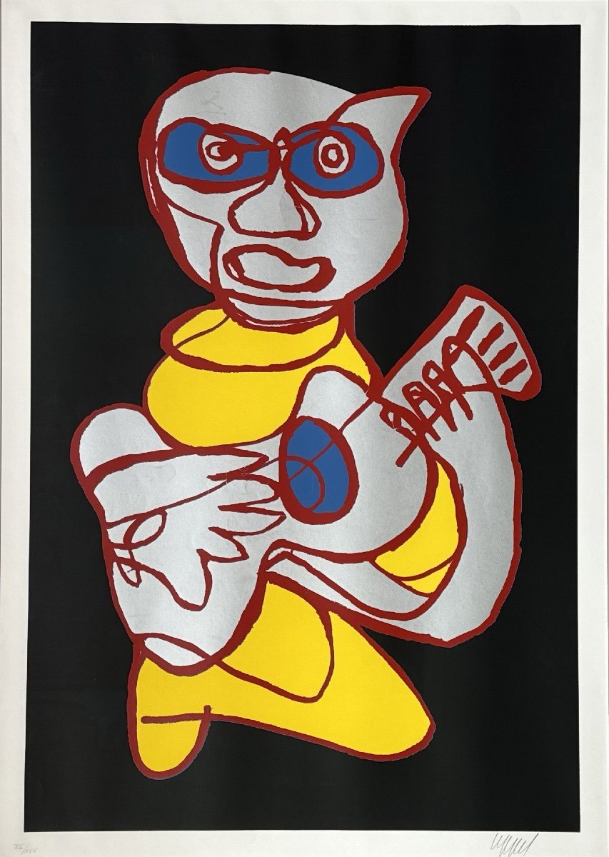 Karel Appel - Guitar Player - 1975 - Screenprint On Vellum Paper-photo-2