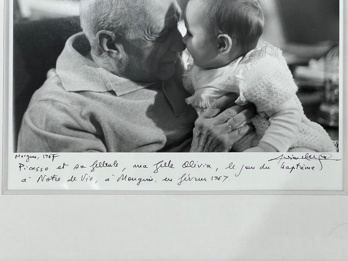 Lucien Clergue - Picasso Et Sa Filleule Olivia Clergue - épreuve Argentique Signée-photo-3