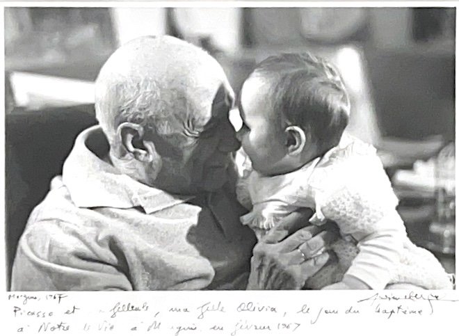 Lucien Clergue - Picasso And His Goddaughter Olivia Clergue - Signed Silver Print