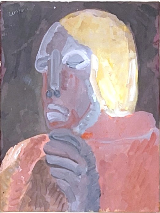 André Lanskoy - Homme De Profil - Gouache Sur Papier -photo-2