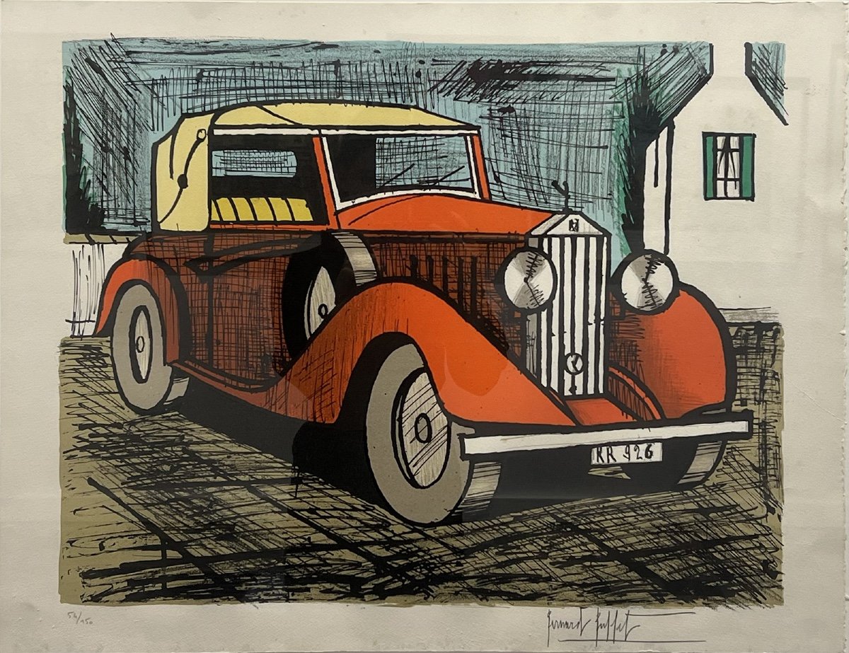 Bernard Buffet - Rolls Royce Modèle 1926 - Lithographie - 1985-photo-2