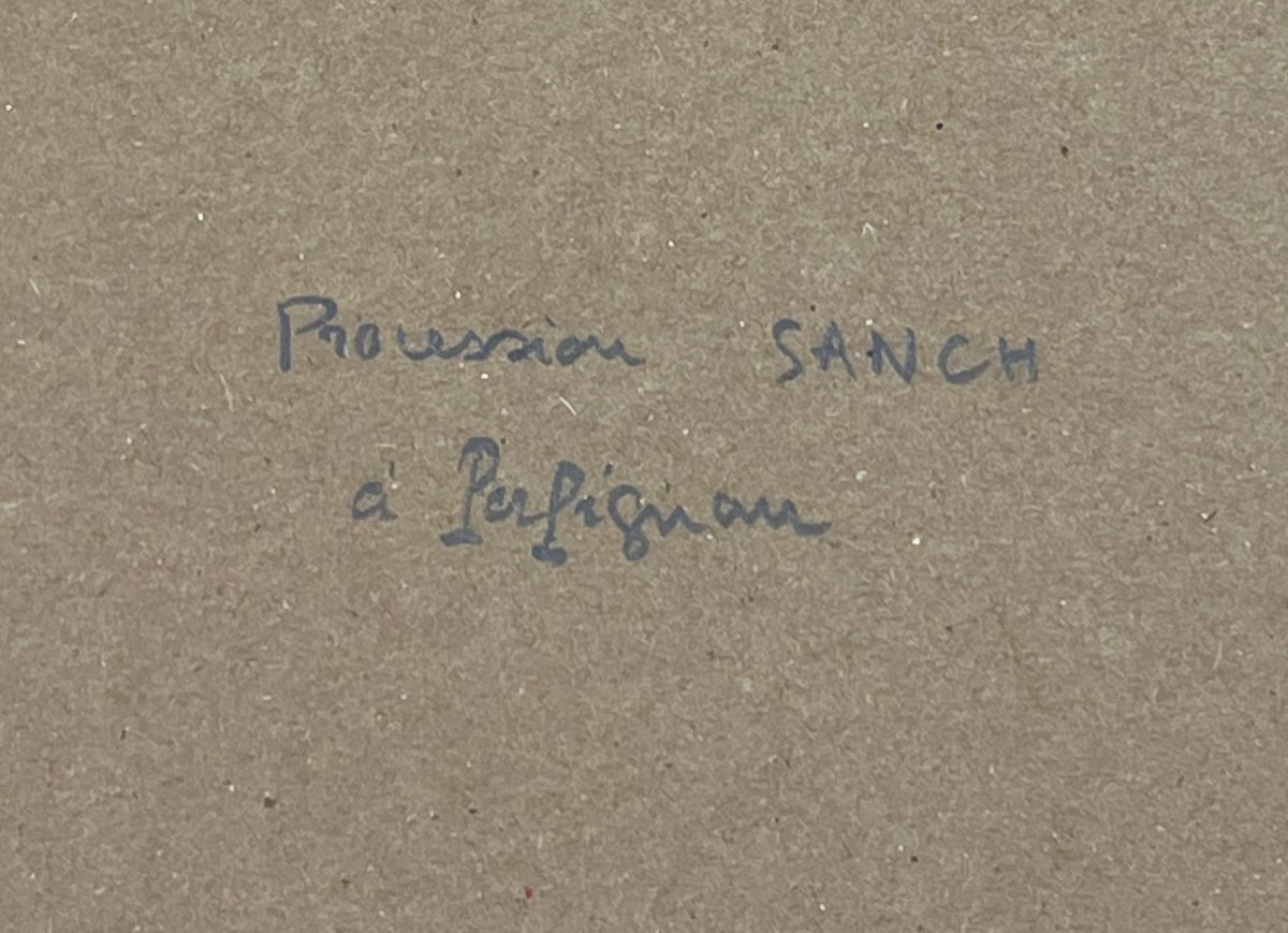 Jean Couty - Procession De La Sanch à Perpignan - Pastel Sur Papier -photo-4