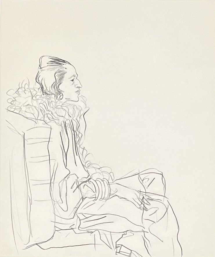 Antonio Lopez - Diana Vreeland - Crayon Sur Papier - 1983-photo-2