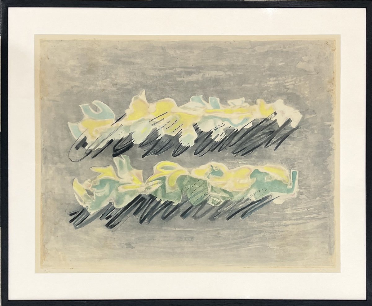 Jean Fautrier - Paysage 2, 1964 - Aquatinte, Eau-forte, Gravure Sur Papier Japon