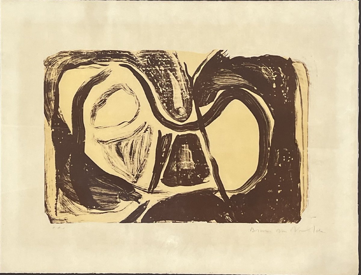 Bram Van Velde - Composition, 1961 - Lithograph On Ivory Vellum Paper-photo-2