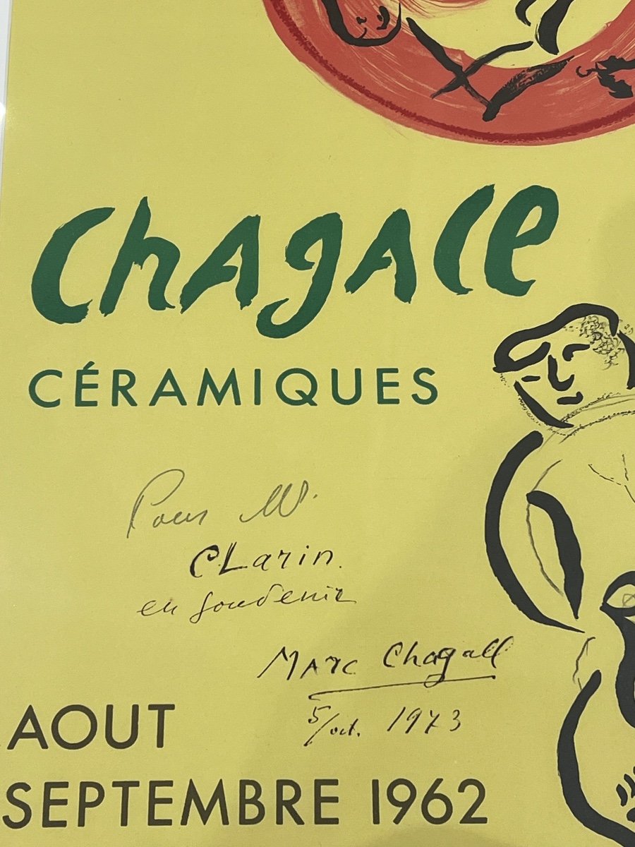 Marc Chagall - Affiche Lithographiée, 1962 - Dédicace Accompagnée D’un Dessin Datés De 1973-photo-3