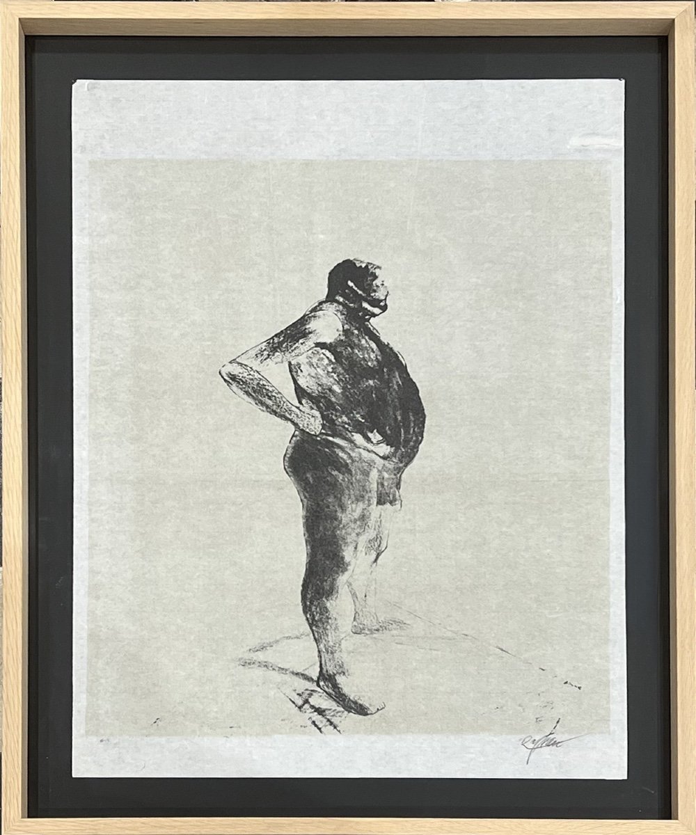 Sam Szafran - Homme Nu De Profil - Lithographie Sur Pelure De Papier - 1967