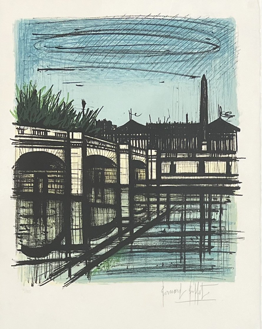 Bernard Buffet - Paris, Le Pont De La Concorde - Lithographie - 1968-photo-2