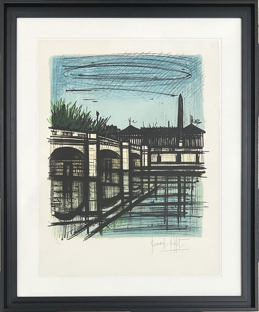 Bernard Buffet - Paris, Le Pont De La Concorde - Lithographie - 1968