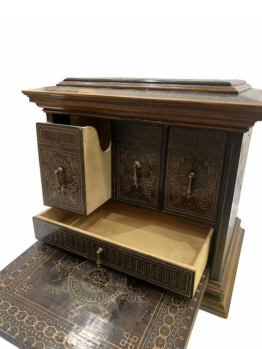 Syria - Travel Cabinet In Exotic Wood Marquetry On All Sides - 19th Century-photo-3