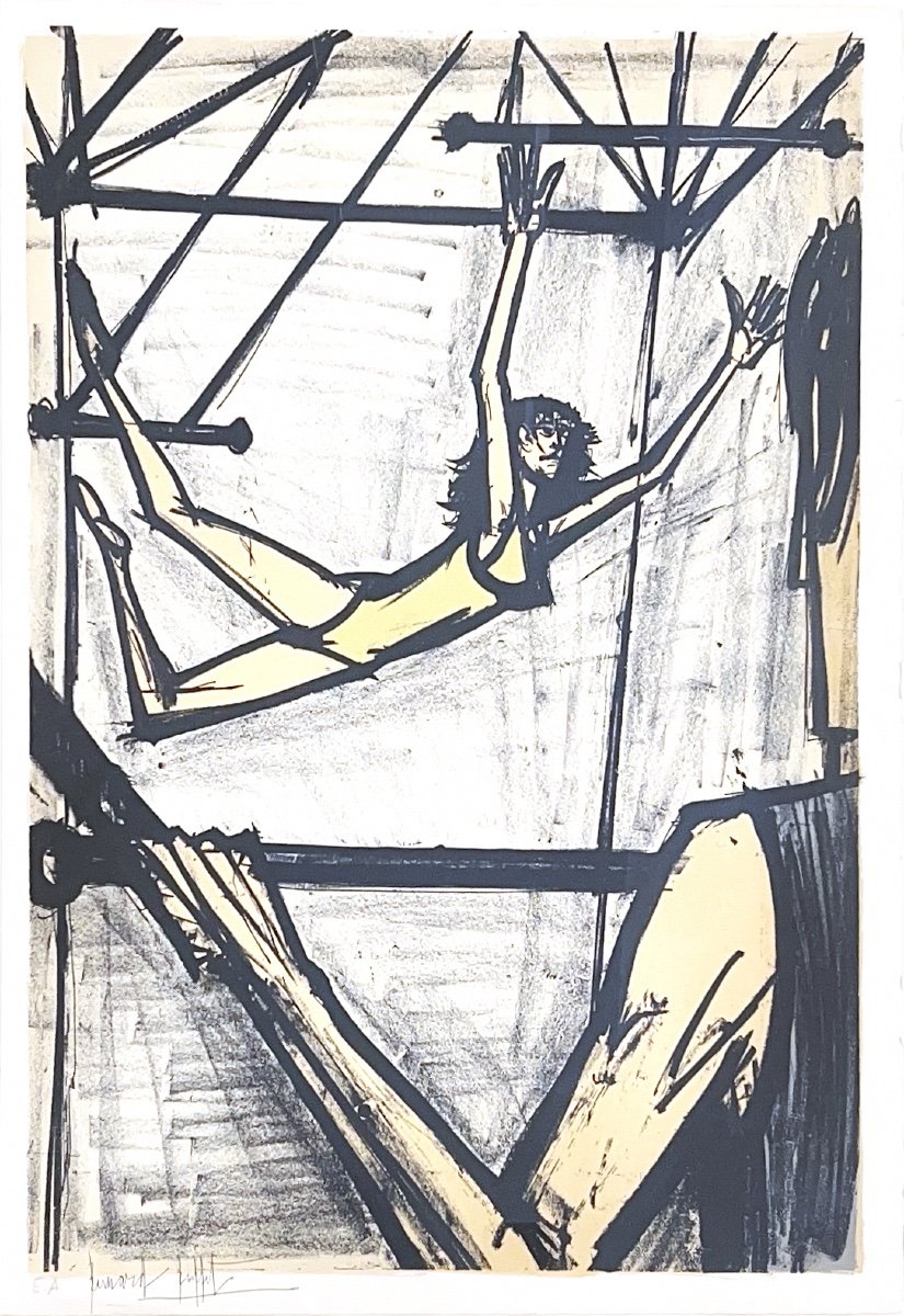 Bernard Buffet - The Trapeze Artists - Lithograph - 1968-photo-2