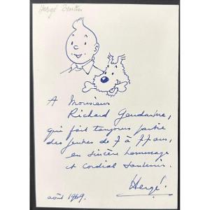 Georges Remi, Dit Hergé - Tintin Et Milou - 1969 - Encre Sur Papier