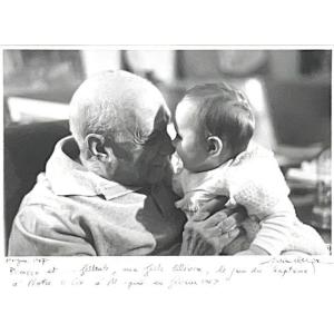 Lucien Clergue - Picasso And His Goddaughter Olivia Clergue - Signed Silver Print