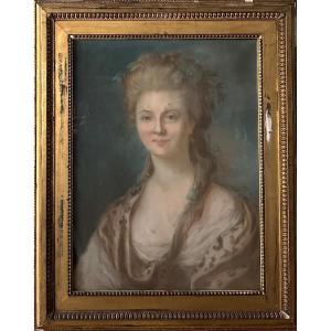 Adélaïde Labille Guiard (1749-1803) Entourage de - Portrait De Femme de qualité  - Pastel 