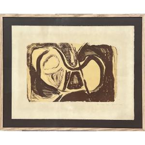 Bram Van Velde - Composition, 1961 - Lithograph On Ivory Vellum Paper