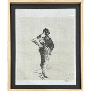 Sam Szafran - Nude Man In Profile - Lithograph On Paper Skin - 1967