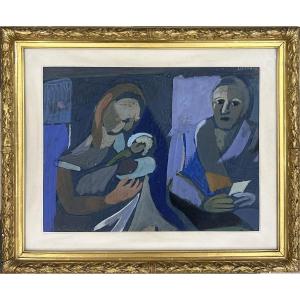 André Lanskoy - Maternity Scene - Gouache On Paper - Circa 1940