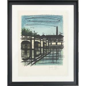 Bernard Buffet - Paris, Le Pont De La Concorde - Lithographie - 1968