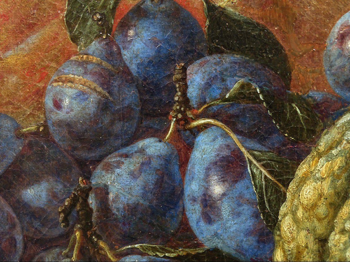 Giuseppe Recco (1634-1695) – Nature Morte Aux Melons, Poires, Pêches, Prunes Et Figues-photo-4