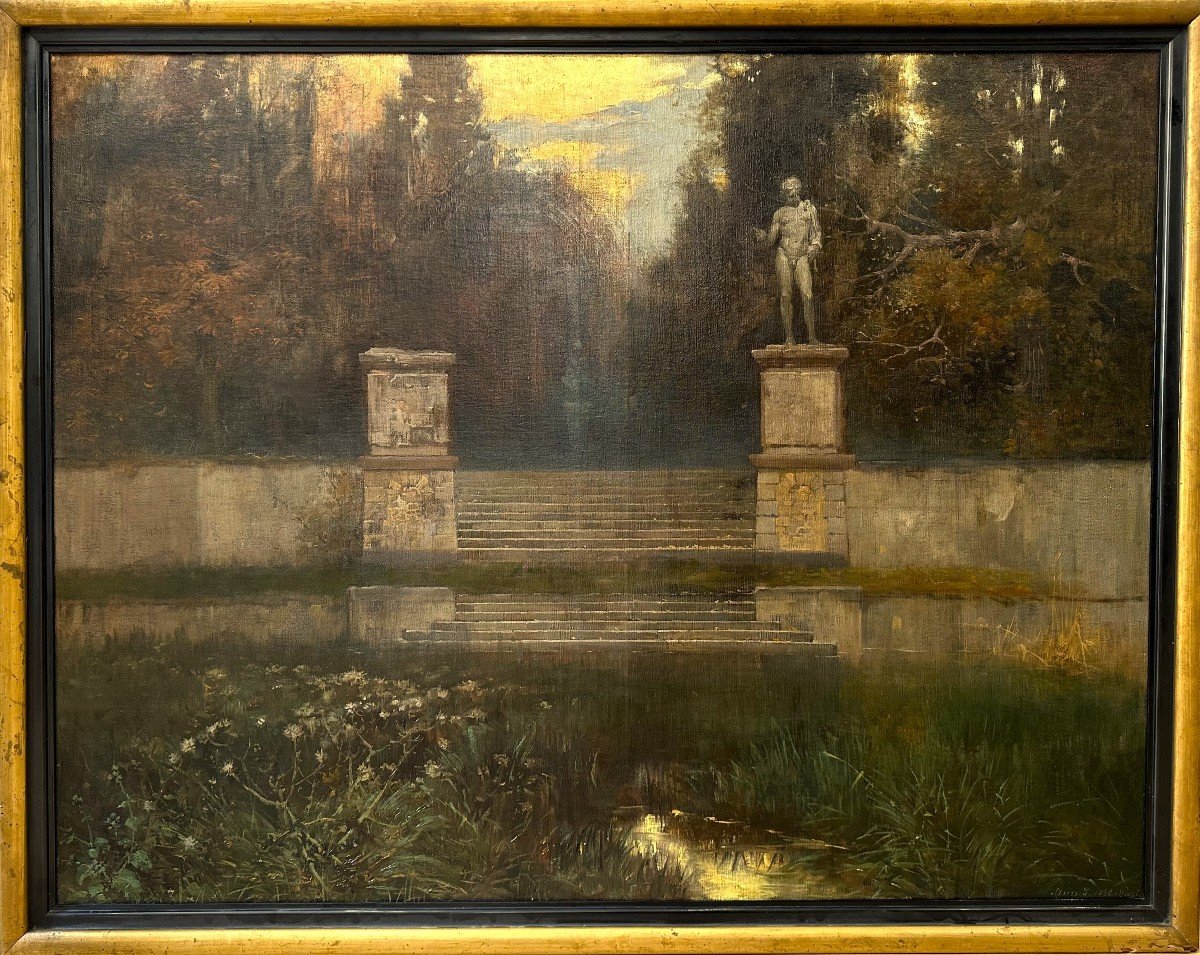 János Gábriel Stein (1874-1949) - Gardens At Dusk 