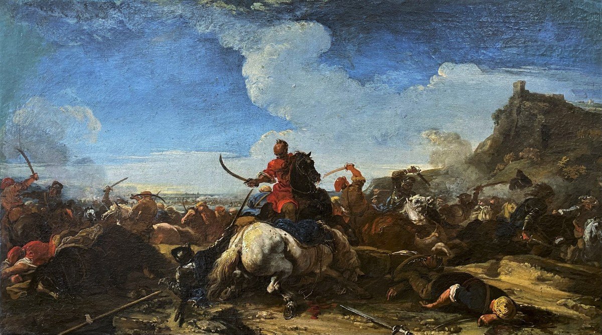 Jacques Courtois (1621-1676) - Battle Scene Between Christians And Turks-photo-2