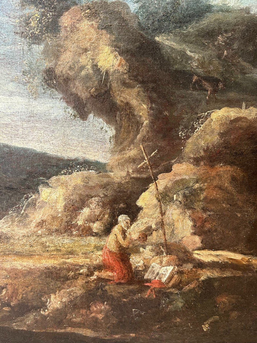 Antonio Maria Marini ( 1668-1725) -Saint Jérôme dans un paysage-photo-3