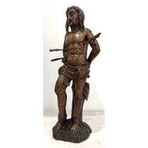 Saint Sebastien-sculpture sur bois fin 16ème Siècle